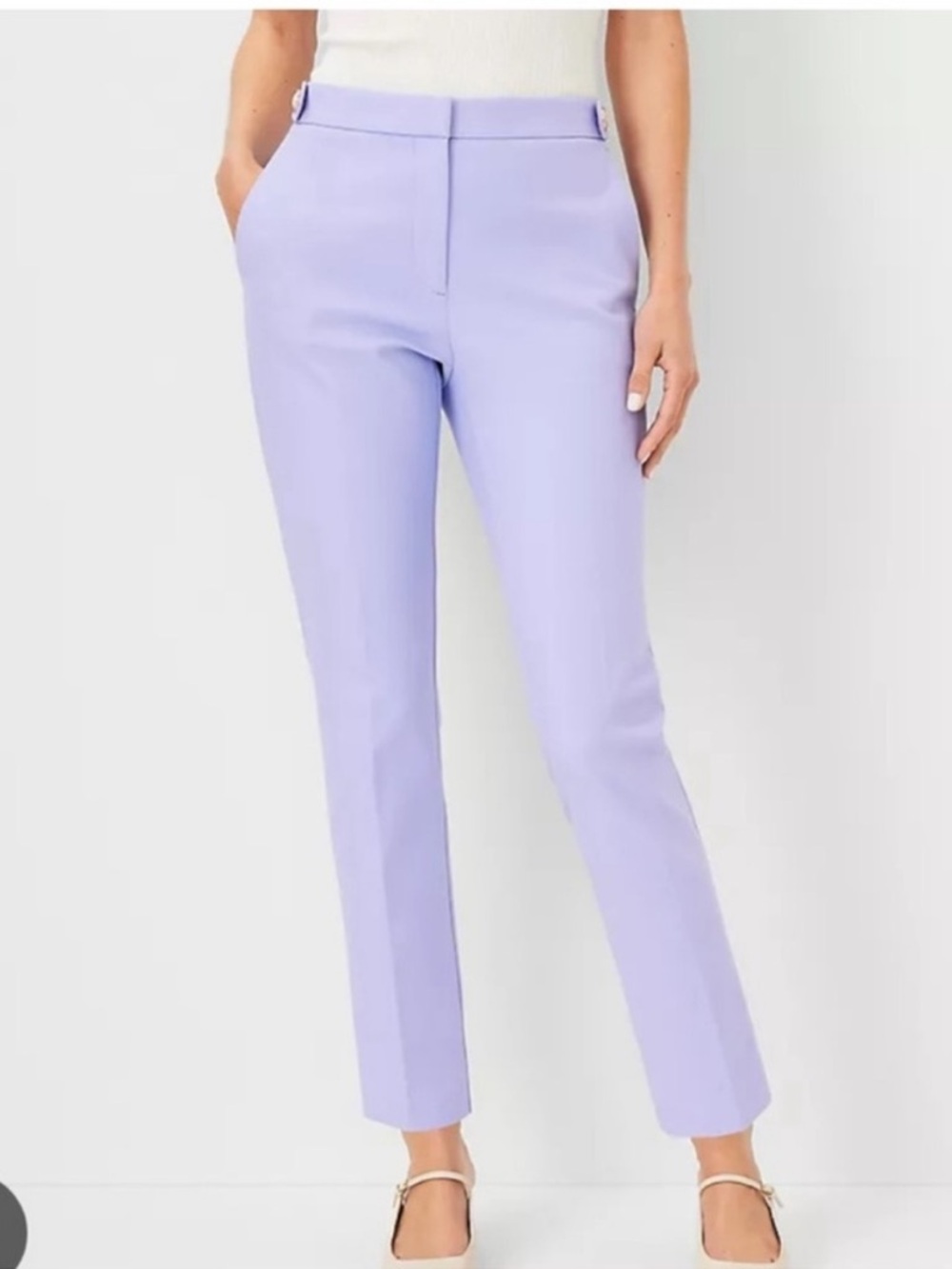 Ann Taylor Lavender Eva Ankle Pant Straight-Leg Trousers